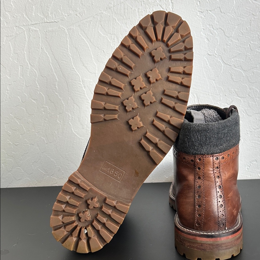 Johnston & Murphy Brown Leather Cap-Toe Brogue Lace-Up Boots - Picture 5 of 6
